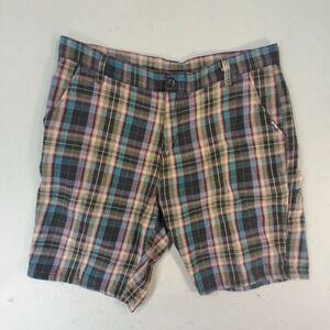Zoo York Shorts mens 38 x 10 blue plaid lightweight cotton Outdoor beach Bermuda